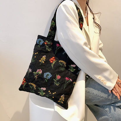 Chic Embroidered Canvas Tote