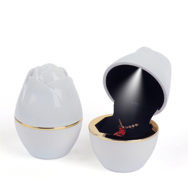 LED Jewelry Box Pendant Ring Necklace Gift Case