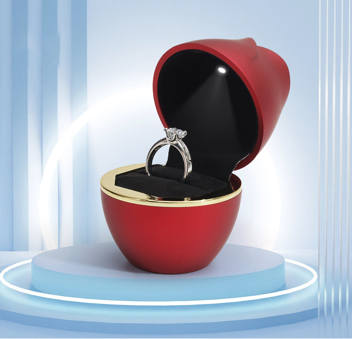 LED Jewelry Box Pendant Ring Necklace Gift Case