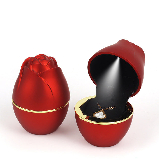 LED Jewelry Box Pendant Ring Necklace Gift Case